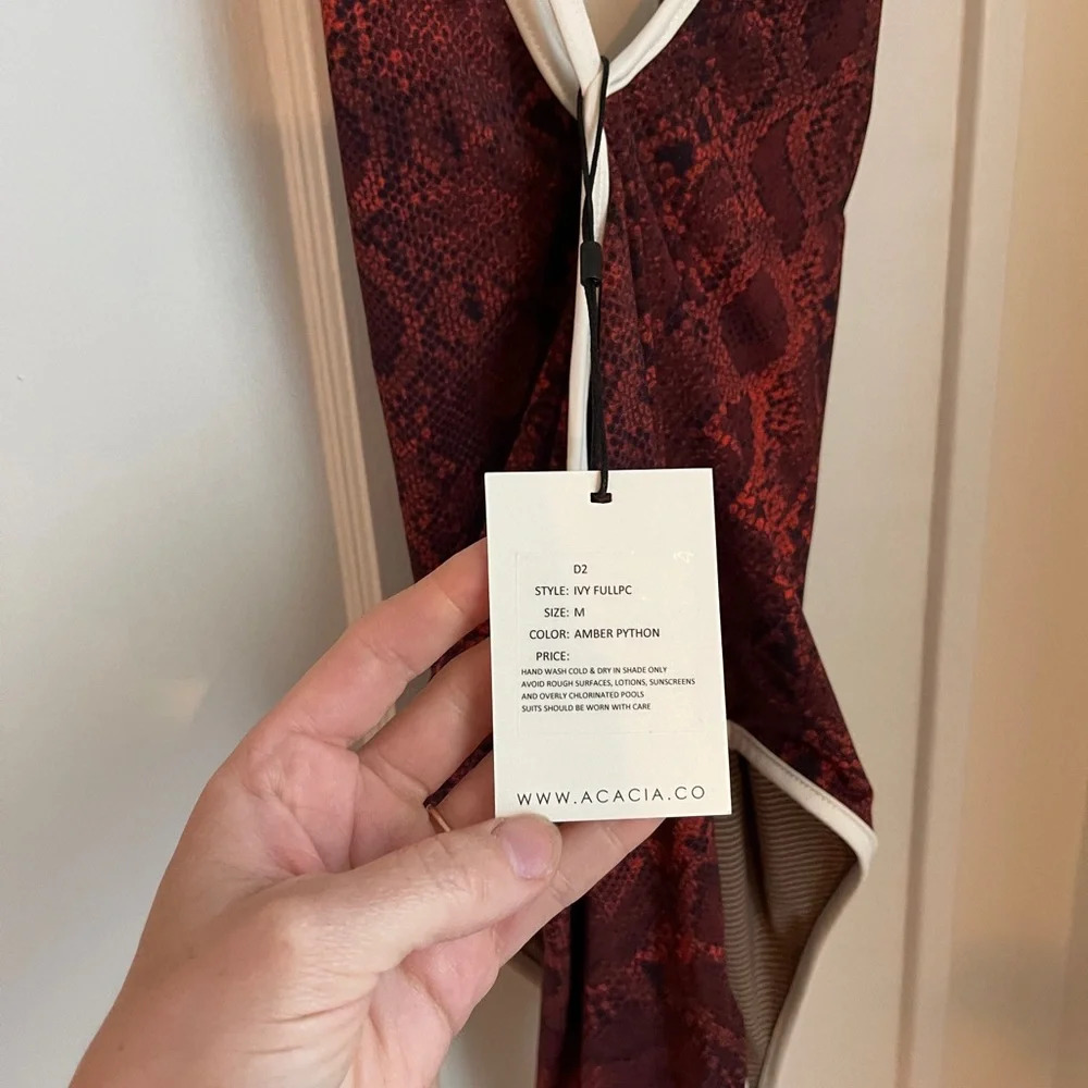 RARE NWT acacia swimwear Ivy Full-piece Amber Python medium snakeskin - Picture 7 of 7
